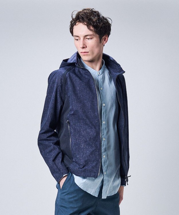 JOSEPH HOMME クールドッツストレッチ　フードブルゾン ネイビー系