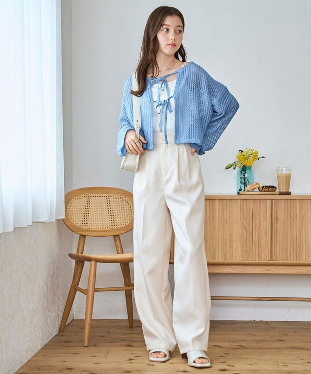 WEGO メッシュリボンカーディガン サックス