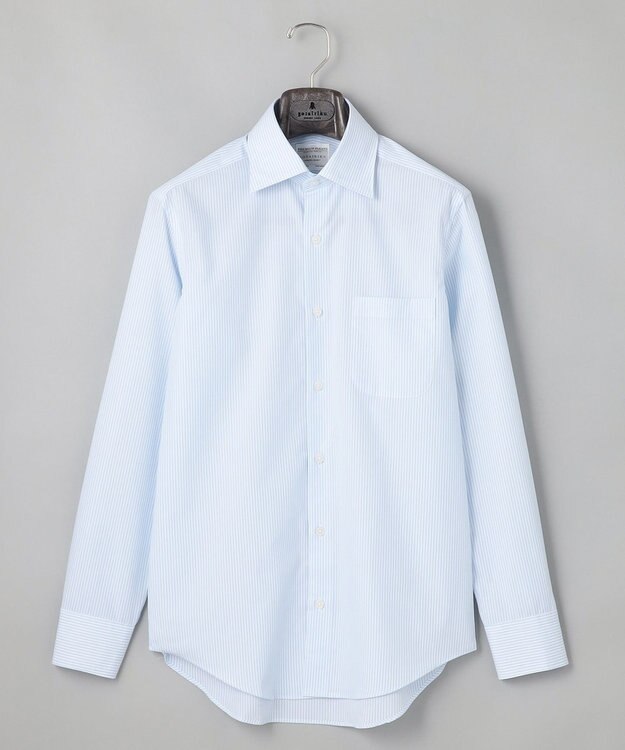 GOTAIRIKU 【形態安定】PREMIUMPLEATS_セミワイドカラー 通年ドレスシャツ_ストライプ(25年春夏モデル) サックスブルーストライプ