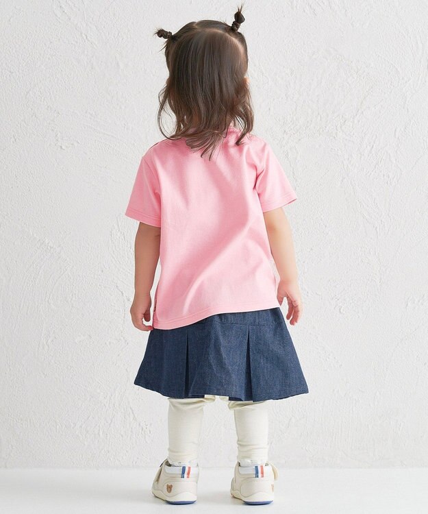 MIKI HOUSE HOT BISCUITS 【80-120cm】カラフルビーンズ フェイスプリント 半袖Tシャツ ピンク