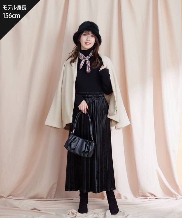 Tiaclasse 【安田美沙子さん着用】ベロアプリーツスカート ブラック