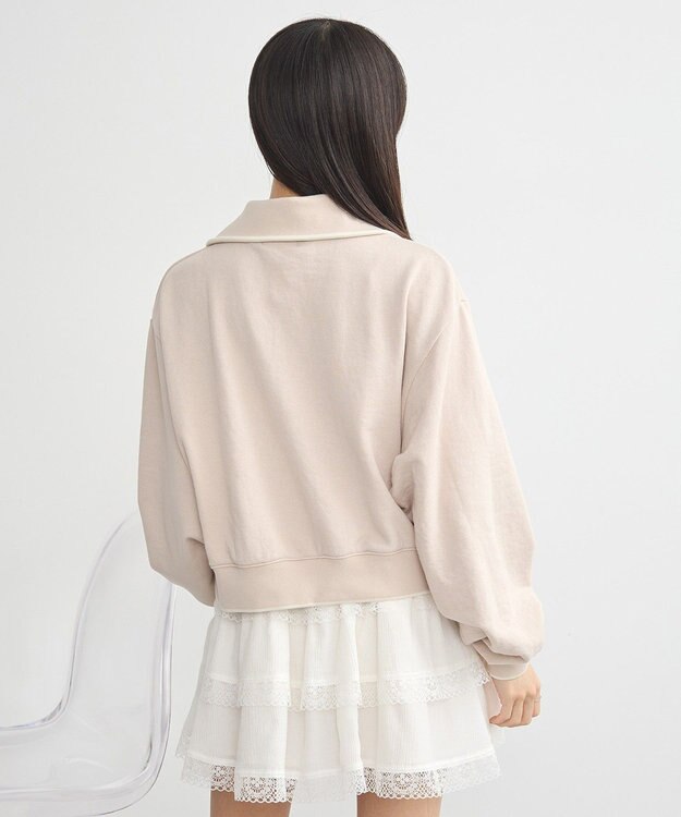 earth music&ecology ハーフジップラインプルオーバー Beige