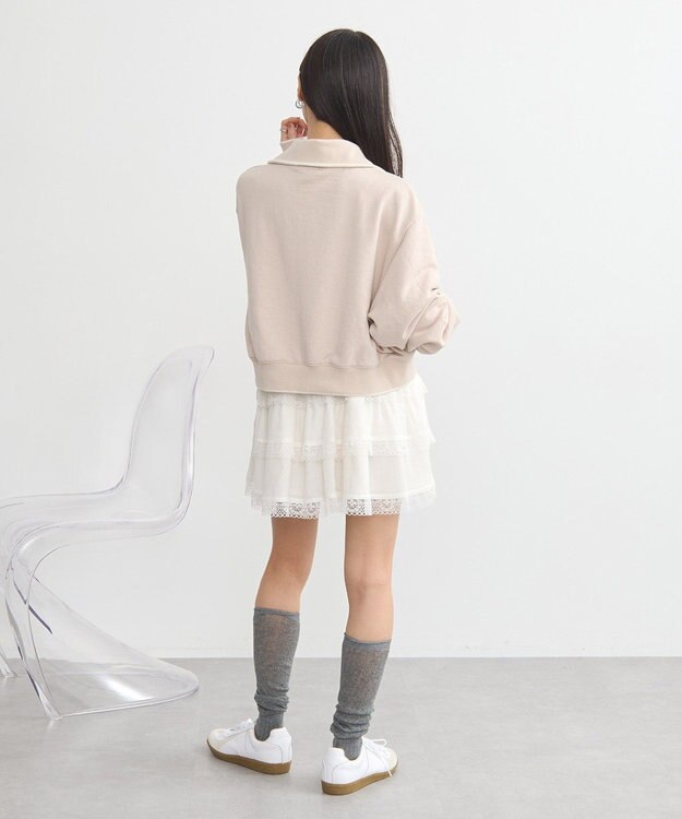 earth music&ecology ハーフジップラインプルオーバー Beige