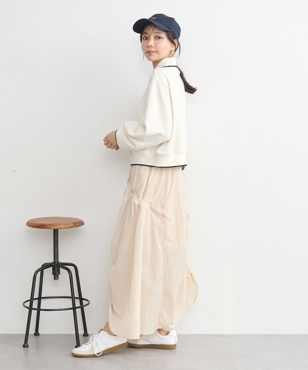 earth music&ecology ハーフジップラインプルオーバー Ivory