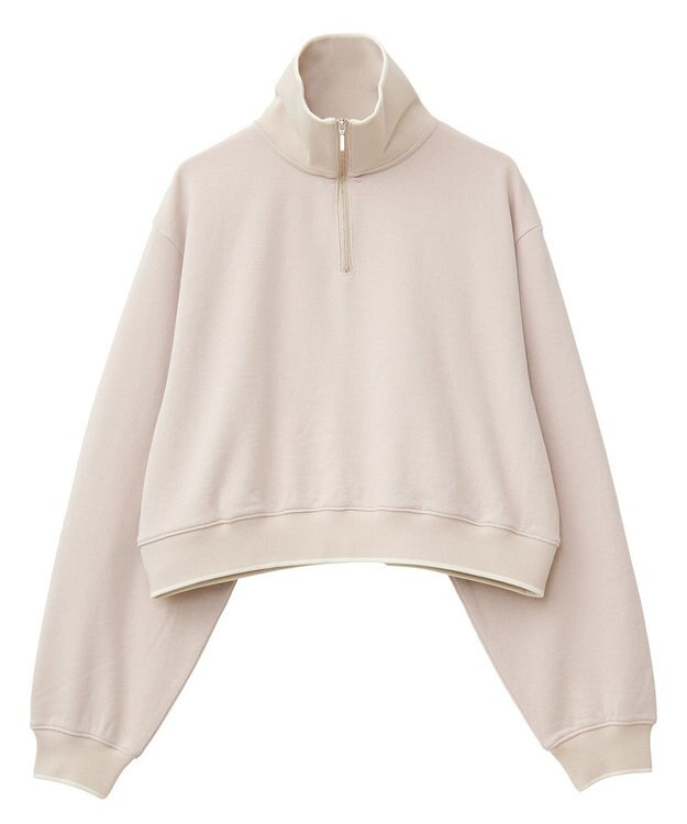 earth music&ecology ハーフジップラインプルオーバー Beige