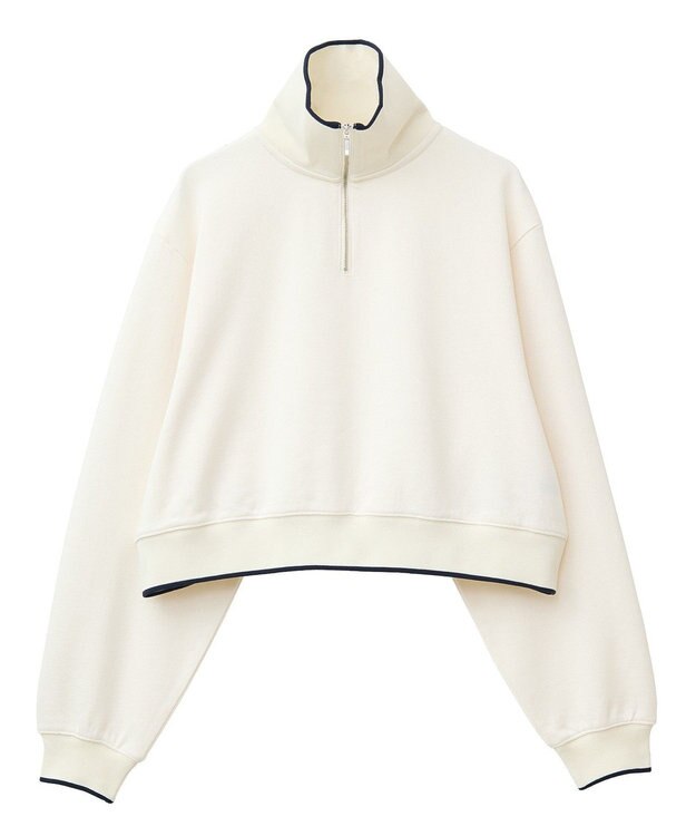 earth music&ecology ハーフジップラインプルオーバー Ivory