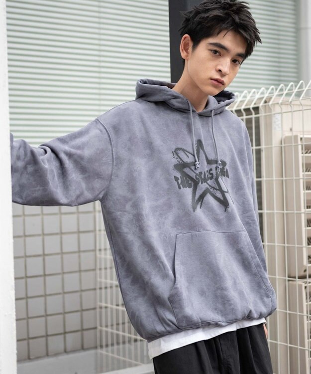 WEGO 【ユニセックス着用ITEM】スノーダイグラフィックビッグパーカー グレー