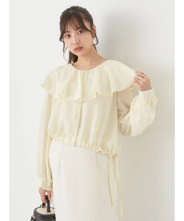 earth music&ecology ラッフルシアードロストブラウス Yellow