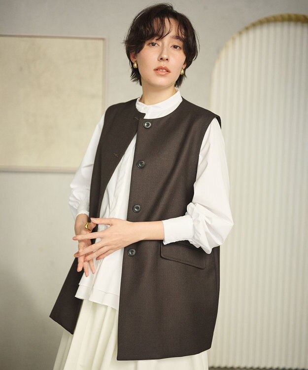 #Newans 大人気ジレが新素材で再登場！チュニックジレ ブラウン