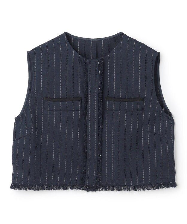 uncrave リネンライクツイル ジレブラウス ネイビーストライプ