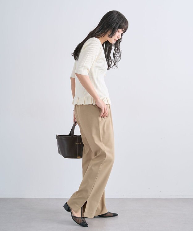 Green Parks フリルニットカーディガン Off White