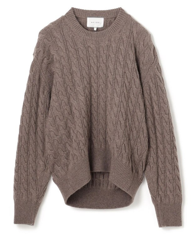 BEIGE， 【洗える】SEDONA / ウールカシミヤケーブルニット Taupe
