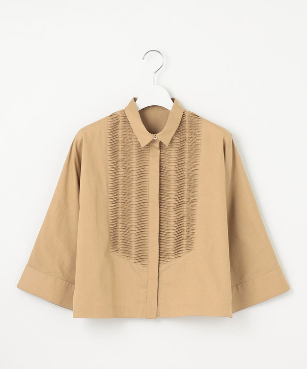 23区 【Indian Factory】コットンポプリン タックディテール シャツ サンドベージュ