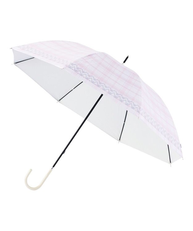MOONBAT estaa 晴雨兼用 長傘 チェック 日傘 遮光 遮熱 UV ペールピンク