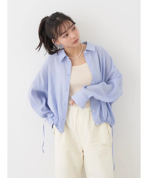 earth music&ecology ドロスト羽織シャツ Blue