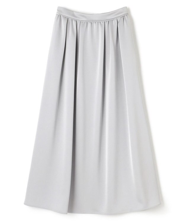 uncrave シャイニーダブルサテン フレアスカート シルバーグレー