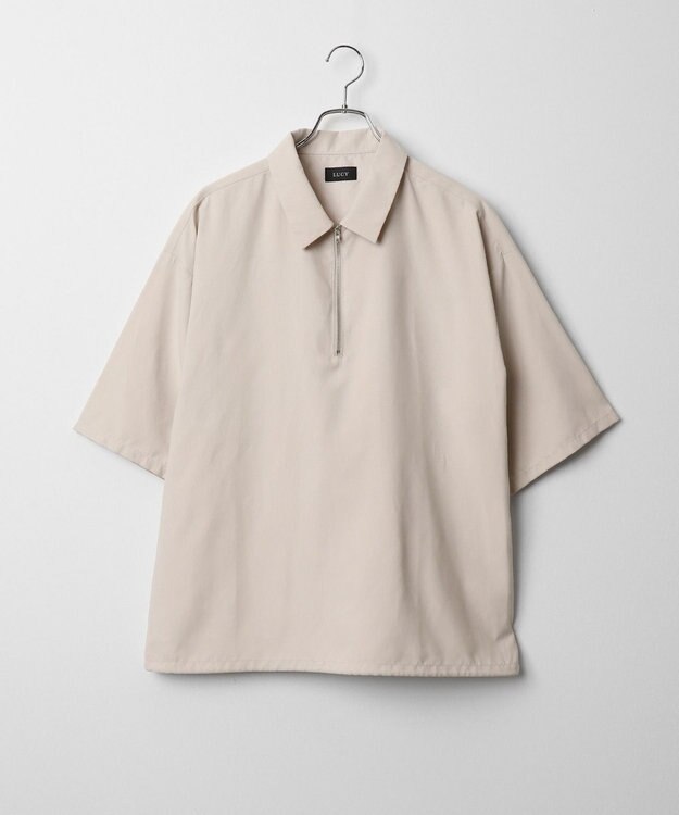 WEGO 【LUCY】アイススウェードハーフジップシャツ（S） ライトベージュ