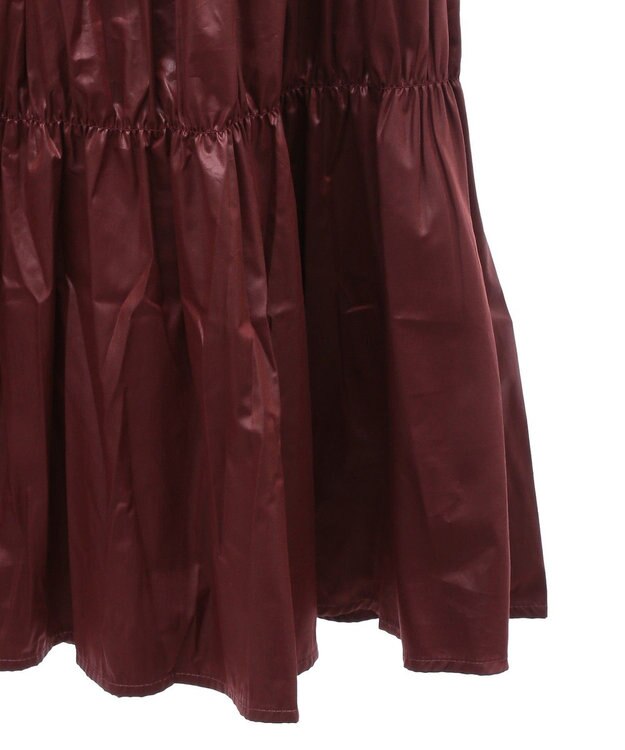 Green Parks チンツ加工シャーリングスカート Bordeaux