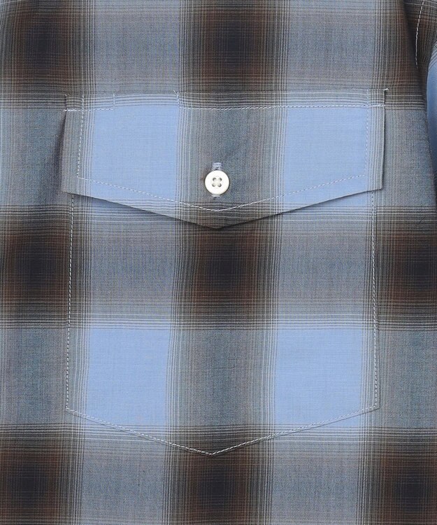 J.PRESS YORK STREET 【UNISEX】オンブレーチェック オープンカラーシャツ サックスブルー系3