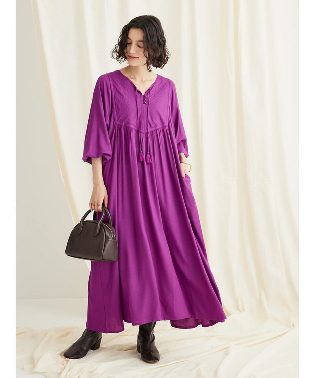 CRAFT STANDARD BOUTIQUE レーヨンキルト切り替えワンピース Purple