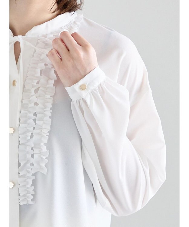 Te chichi フロントフリルキーネックブラウス オフホワイト