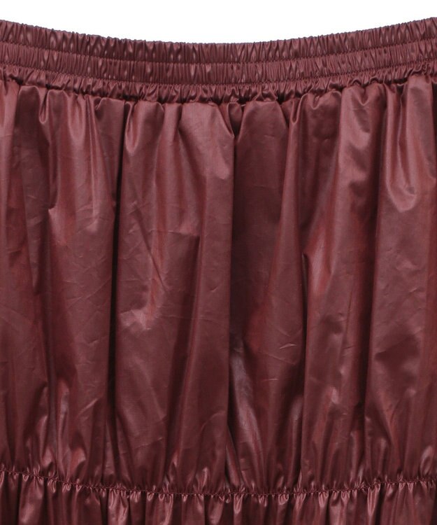 Green Parks チンツ加工シャーリングスカート Bordeaux