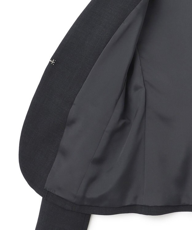 ICB 【UVカット・洗える】ウール2WAYストレッチ ノーカラージャケット チャコール