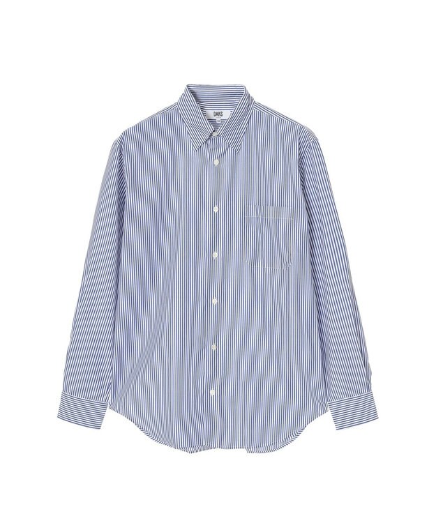 DAKS コットン ストライプシャツ ブルー