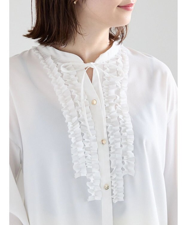 Te chichi フロントフリルキーネックブラウス オフホワイト