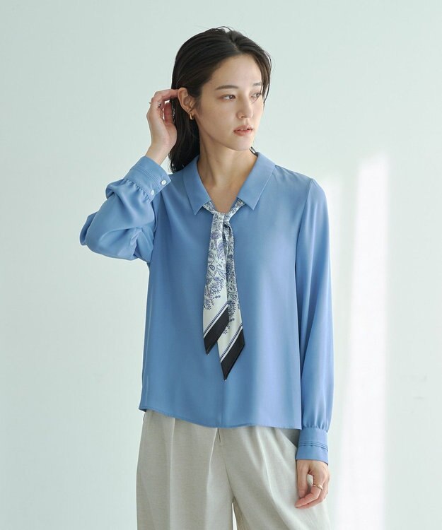 YECCA VECCA スカーフ付きブラウス Blue