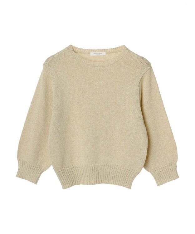 Green Parks ラメ５分袖コンパクトニットプルオーバー Gold