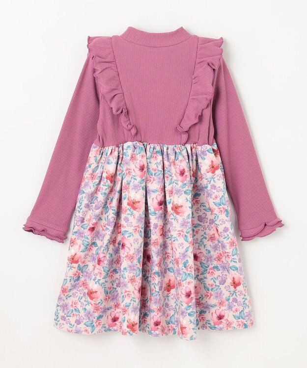 ANY KIDS 花柄ドッキングワンピース ピンク