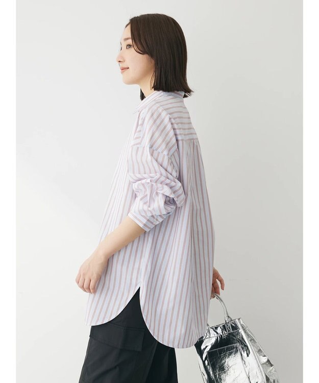 Green Parks イージーケア　ドビーストライプシャツ Sax