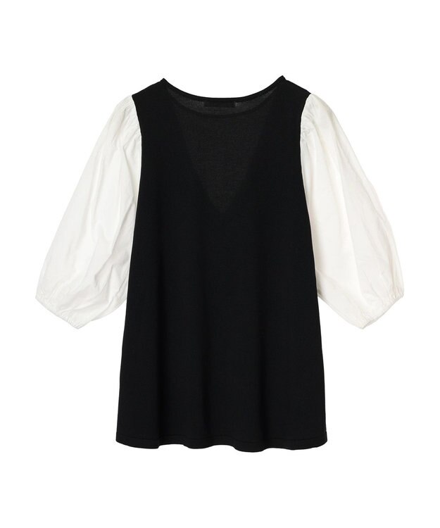 Green Parks ベスト風ドッキングニットプルオーバー Black