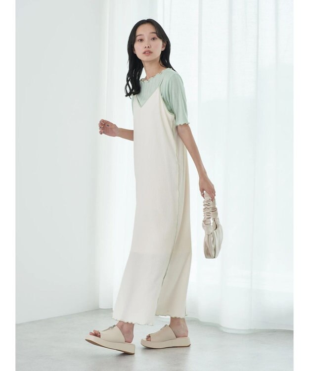 earth music&ecology ＳＥＴ２点配色キャミワンピース＋メローインナー Ivory