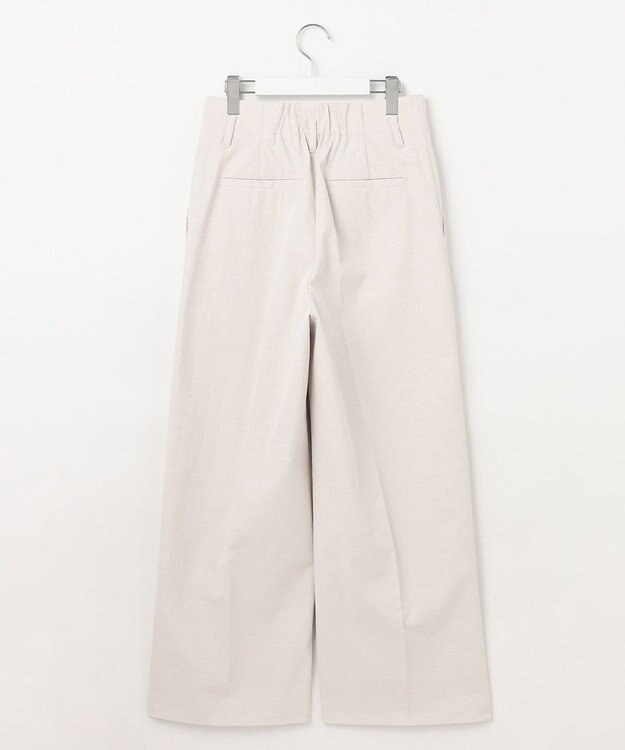 23区 【セットアップ対応/洗える】コットンリネン オックスストレッチ ワイド パンツ アイボリー系