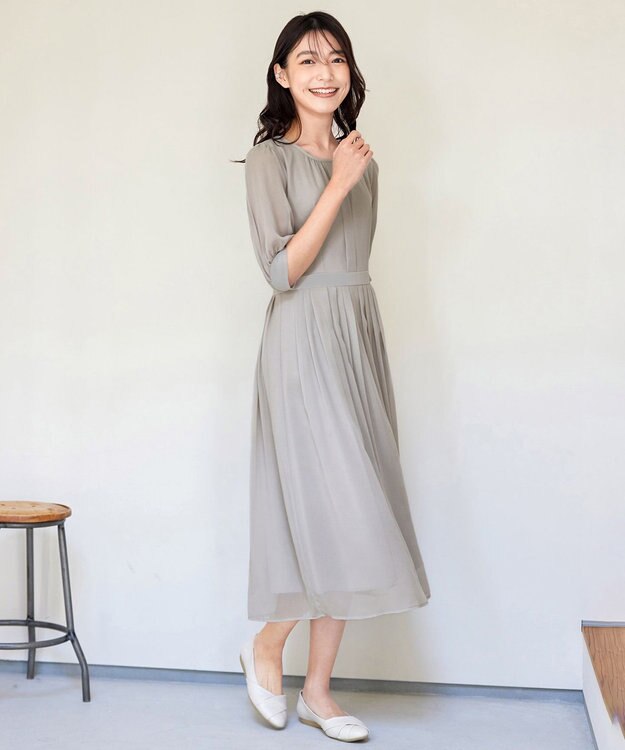 Tiaclasse 【洗える】シフォンワンピース グレー