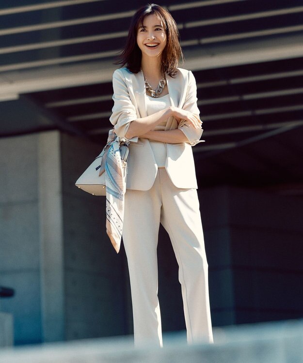 23区 ベルトモチーフ柄スカーフ ベージュ系