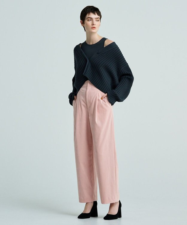 uncrave 【洗える】メリノウール ショートカーディガン（uncrave WHITE） アッシュネイビー