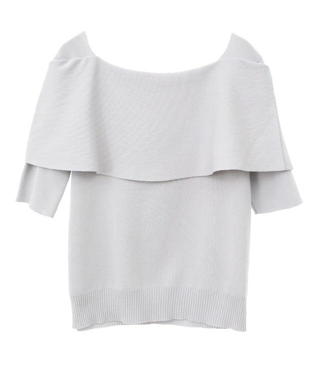 earth music&ecology リボン半袖ニットプルオーバー Ivory