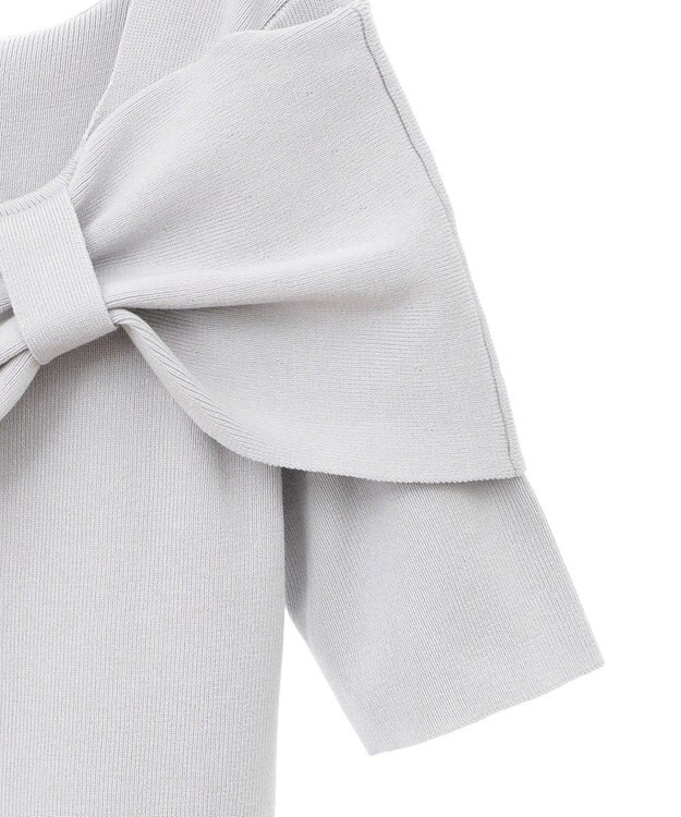 earth music&ecology リボン半袖ニットプルオーバー Ivory