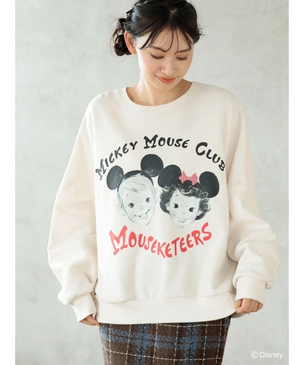 Green Parks ミッキーマウス・クラブ／フェイス裏起毛プルオーバー Light Beige
