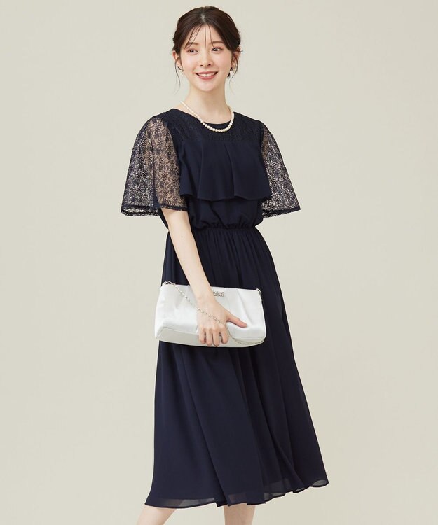 ANY SIS 【Lily Calin】ラッフルディテール ドレス ネイビー