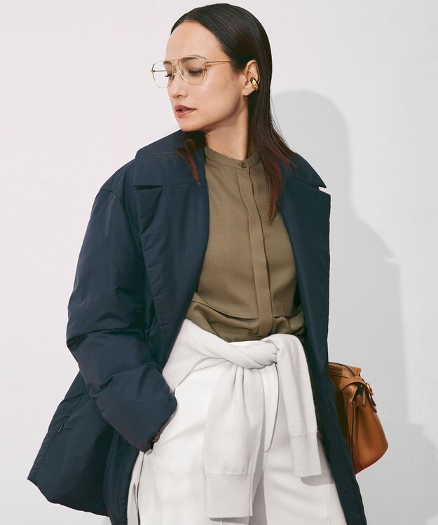 ICB アルタニカツイル バンドカラーブラウス ダークセピア