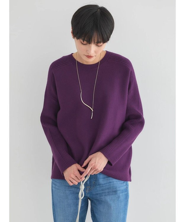 AMERICAN HOLIC バイパチ袖リブラグランニットプルオーバー Purple