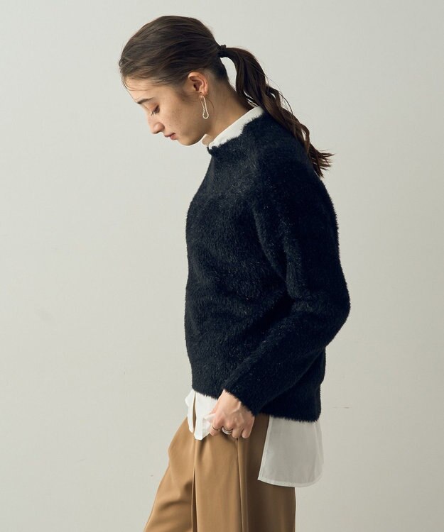 YECCA VECCA 2wayラメフェザーニット Black