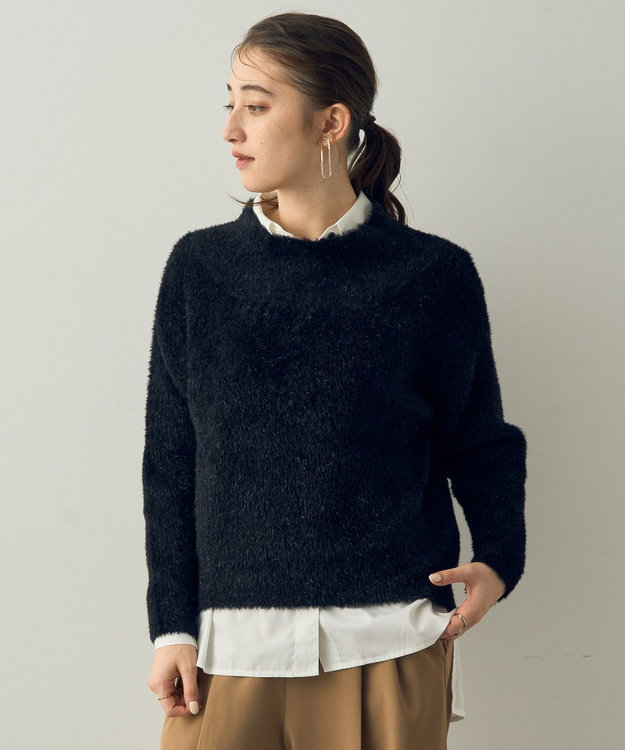 YECCA VECCA 2wayラメフェザーニット Black