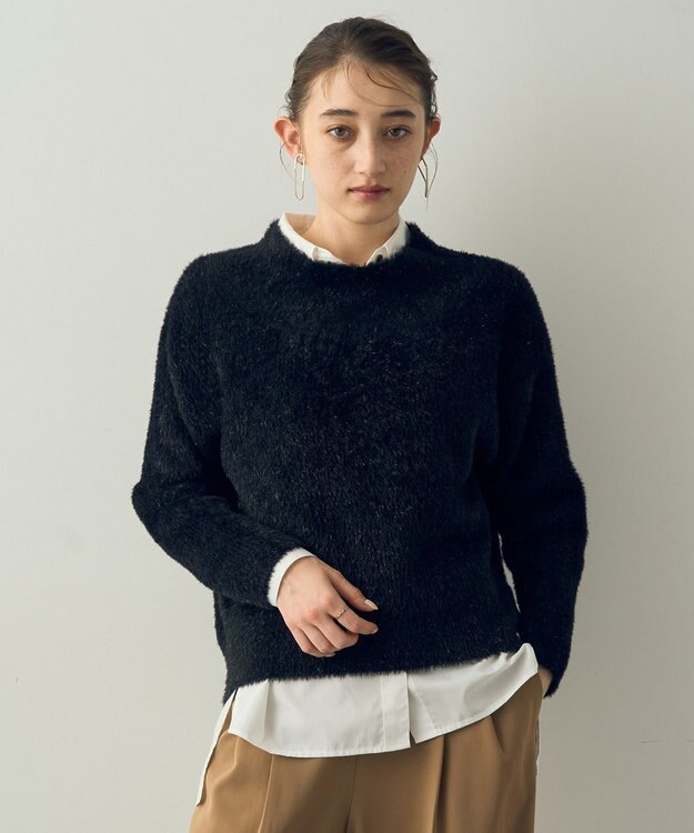 YECCA VECCA 2wayラメフェザーニット Black