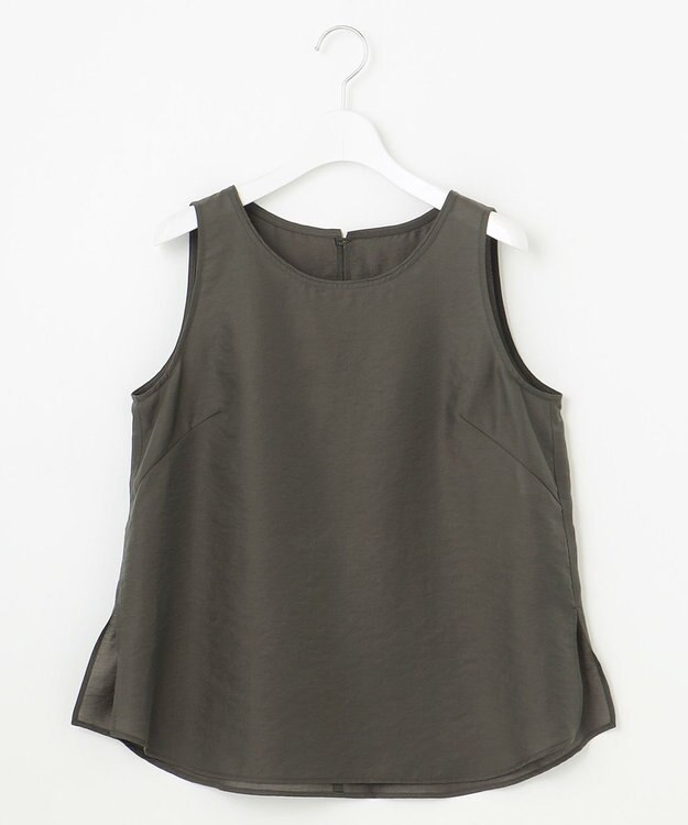 23区 L 【SLOW/一部店舗限定】ブライトヴィンテージクロス ノースリーブ ブラウス グレー系