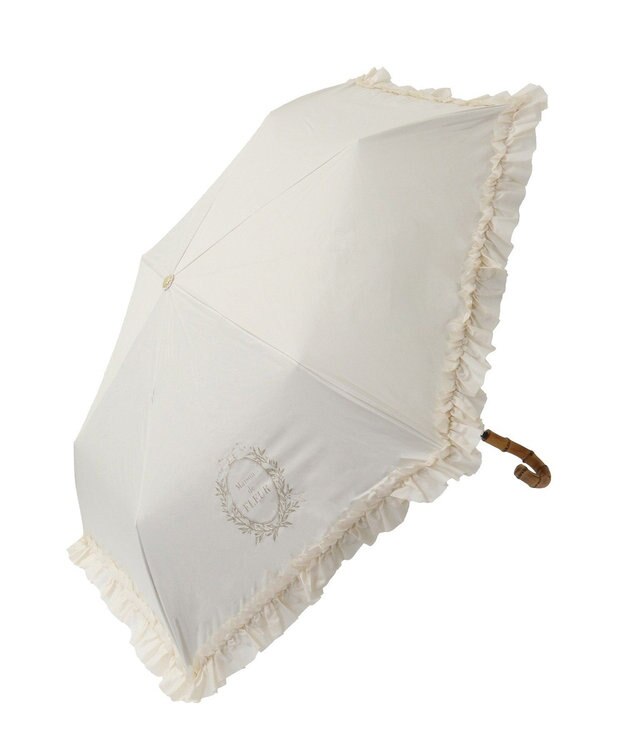Maison de FLEUR 遮光&UV CUT フリル折りたたみ傘 Off White